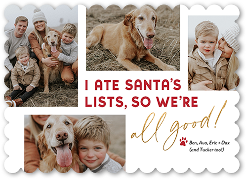 Doggie Delivery Holiday Card, White, 5x7 Flat, Christmas, Pearl Shimmer Cardstock, Scallop