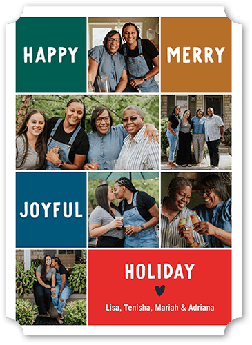 Giving Grid Holiday Card, Red, 5x7, Holiday, Pearl Shimmer Cardstock, Ticket