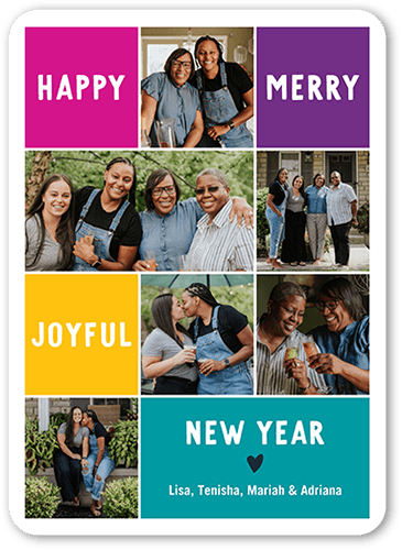 Giving Grid Holiday Card, Blue, 5x7 Flat, New Year, 100% Recycled Cardstock , Rounded