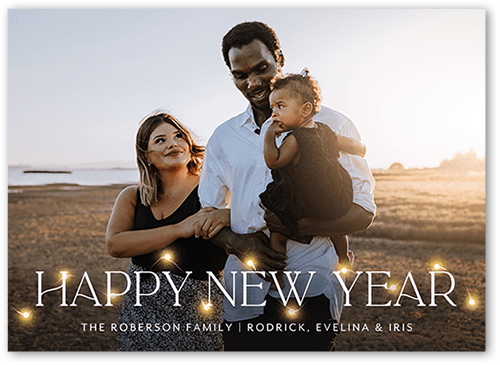 Sporadic Lights  Holiday Card, White, 5x7 Flat, New Year, Matte, Signature Smooth Cardstock, Square