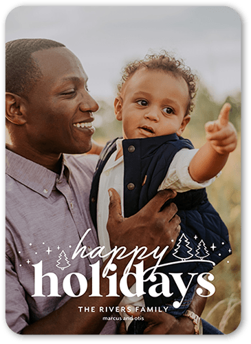 Simple Seasonal Icons Holiday Card, White, 5x7 Flat, Holiday, 100% Recycled Cardstock , Rounded, White