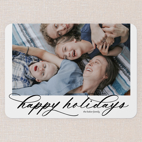 Bold Elegant Type Holiday Card, Blue, 5x7 Flat, Holiday, Pearl Shimmer Cardstock, Rounded