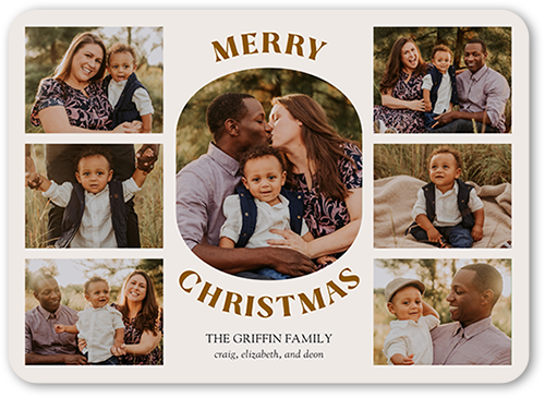 Picture Perfect Season Holiday Card, Beige, 5x7 Flat, Christmas, Pearl Shimmer Cardstock, Rounded