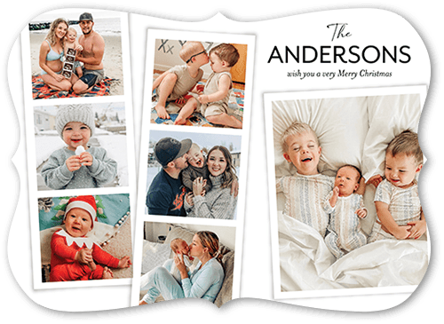Modern Photo Collage Holiday Card, White, 5x7 Flat, Christmas, Pearl Shimmer Cardstock, Bracket
