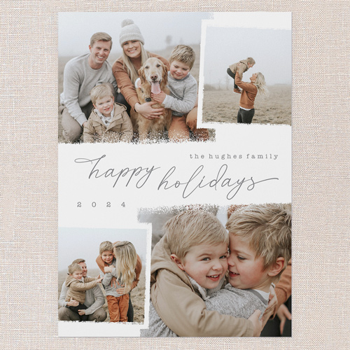 Snowy Scrapbook Holiday Card, White, 5x7 Flat, Holiday, Matte, Pearl Shimmer Cardstock, Square, White