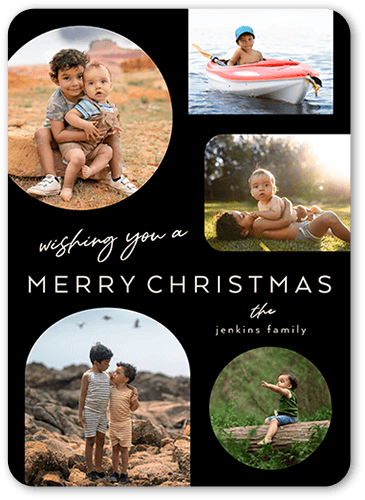 Unique Frames Holiday Card, Black, none, 5x7 Flat, Christmas, Standard Smooth Cardstock, Rounded