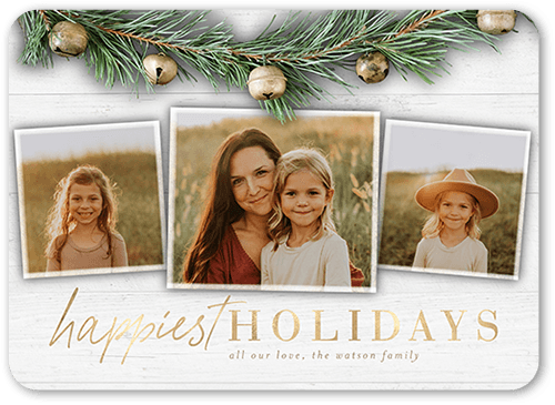 Garland Bells Holiday Card, White, 5x7 Flat, Holiday, Standard Smooth Cardstock, Rounded, White