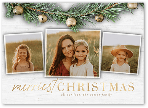 Garland Bells Holiday Card, White, 5x7 Flat, Christmas, Standard Smooth Cardstock, Square, White