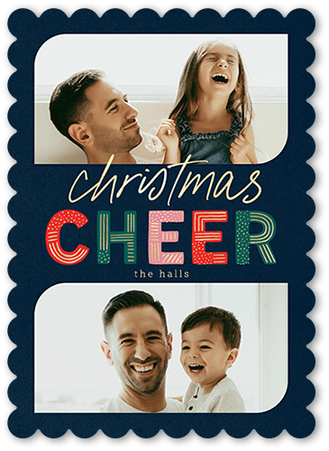 Creative and Cheerful Holiday Card, Scallop Corners