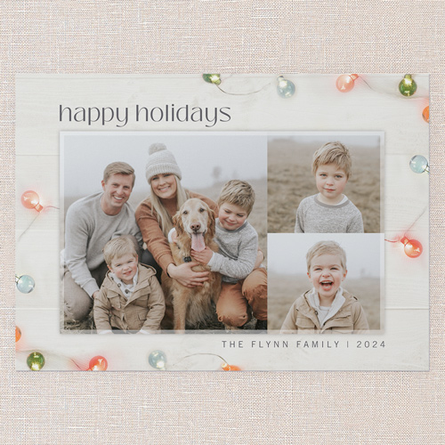 Xmas Lights Holiday Card, White, 5x7 Flat, Holiday, Pearl Shimmer Cardstock, Square