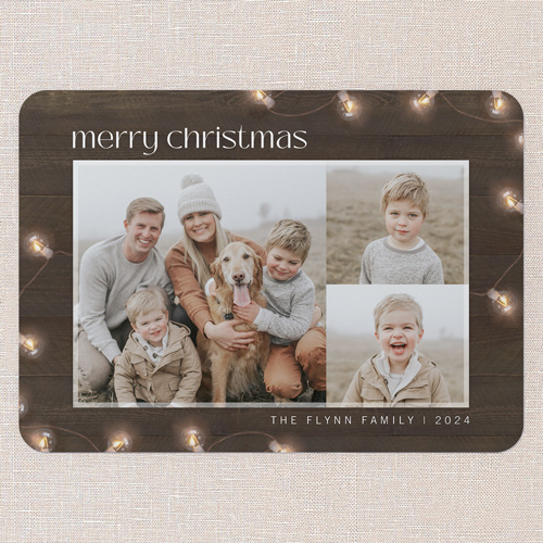 Xmas Lights Holiday Card, Brown, 5x7 Flat, Christmas, Standard Smooth Cardstock, Rounded