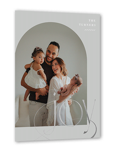 Deco Joy Holiday Card, Grey, Silver Foil, 5x7 Flat, Holiday, Luxe Double-Thick Cardstock, Square, Smoke