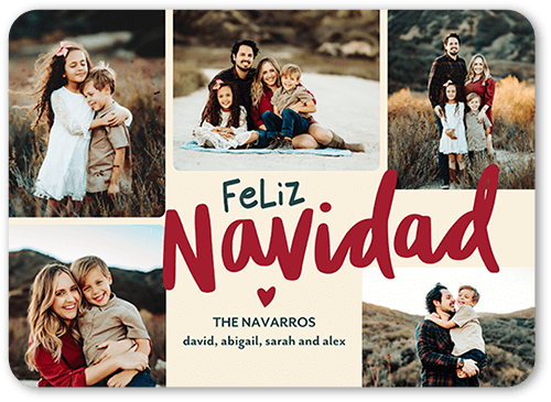 Loving Season Holiday Card, Beige, 5x7 Flat, Feliz Navidad, Standard Smooth Cardstock, Rounded