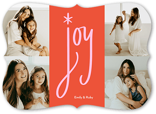 Cute Joy Holiday Card, Orange, none, 5x7 Flat, Holiday, Pearl Shimmer Cardstock, Bracket, White