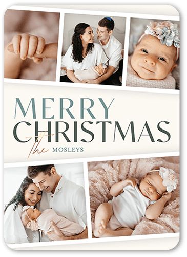 Filmstrip Family Fun Holiday Card, Grey, 5x7 Flat, Christmas, Standard Smooth Cardstock, Rounded
