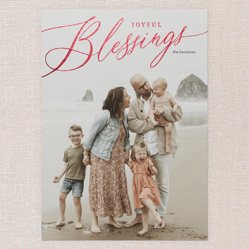 Foil Holiday Header Holiday Card, White, Red Foil, 5x7 Flat, Religious, Matte, Signature Smooth Cardstock, Square, White