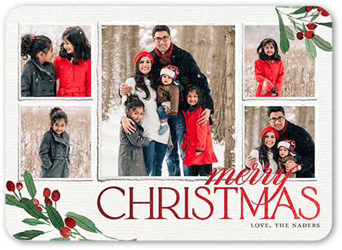 Raised Edges Holiday Card, Grey, 5x7 Flat, Christmas, 100% Recycled Cardstock , Rounded