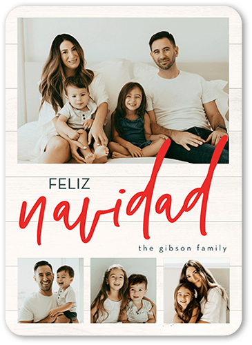 Beautiful Family Holiday Card, White, 5x7 Flat, Feliz Navidad, Standard Smooth Cardstock, Rounded