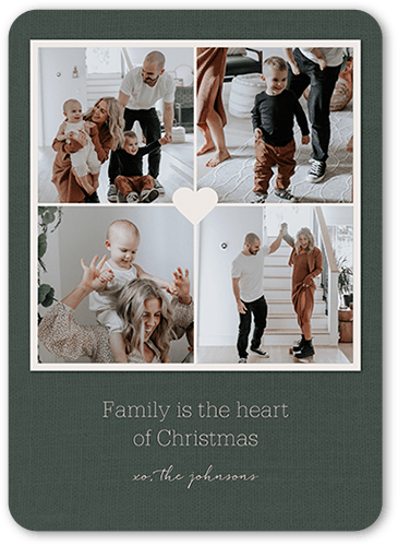 Family Fabric Holiday Card, Rounded Corners