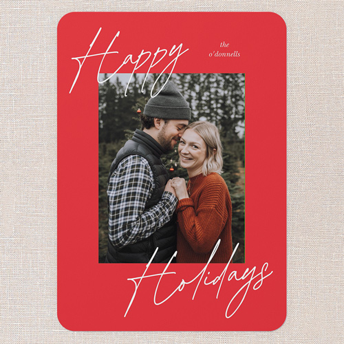 Diagonal Greeting Holiday Card, Blue, none, 5x7 Flat, Holiday, Pearl Shimmer Cardstock, Rounded, Sky