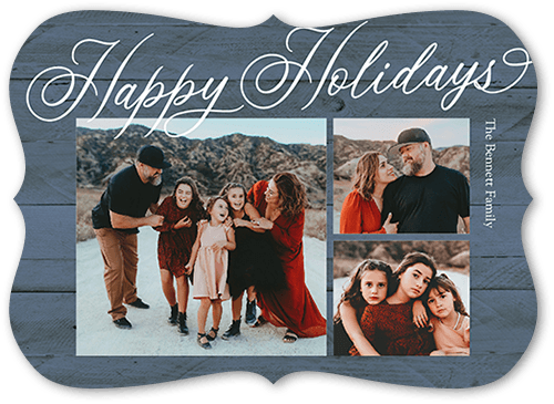 Festive Family Love Holiday Card, Blue, 5x7 Flat, Holiday, Pearl Shimmer Cardstock, Bracket
