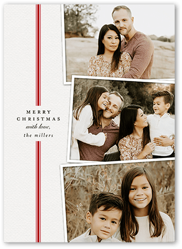 Simple Stripe Snapshots Holiday Card, White, 5x7 Flat, Write Your Own, 100% Recycled Cardstock ?, Square