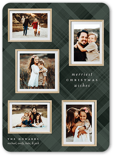 Festive Plaid Collage Holiday Card, Rounded Corners