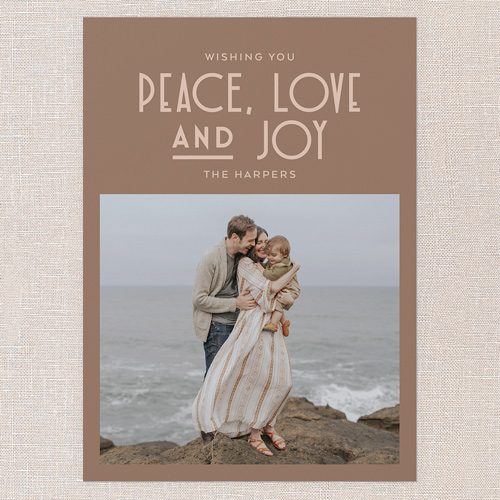 Deco Wishing Holiday Card, Brown, none, 5x7 Flat, Holiday, Luxe Double-Thick Cardstock, Square
