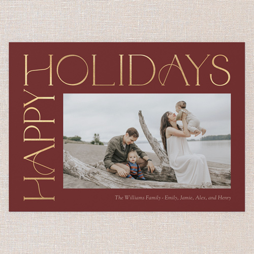 Side Serifs Holiday Card, Red, 5x7 Flat, Holiday, 100% Recycled Cardstock , Square