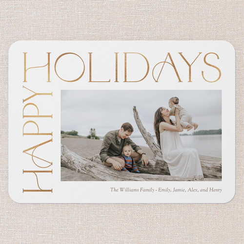 Side Serifs Holiday Card, White, 5x7 Flat, Holiday, 100% Recycled Cardstock , Rounded, White