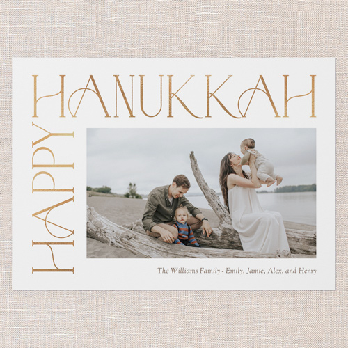 Side Serifs Holiday Card, White, 5x7 Flat, Hanukkah, Matte, Signature Smooth Cardstock, Square