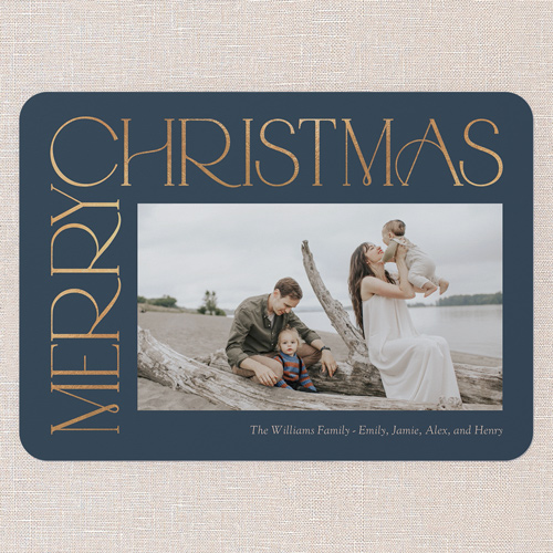 Side Serifs Holiday Card, Blue, 5x7 Flat, Christmas, Standard Smooth Cardstock, Rounded