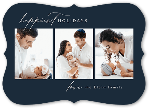 Simple Family Frames Holiday Card, Blue, 5x7 Flat, Holiday, Pearl Shimmer Cardstock, Bracket