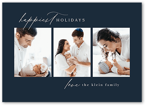 Simple Family Frames Holiday Card, Blue, 5x7 Flat, Holiday, Luxe Double-Thick Cardstock, Square
