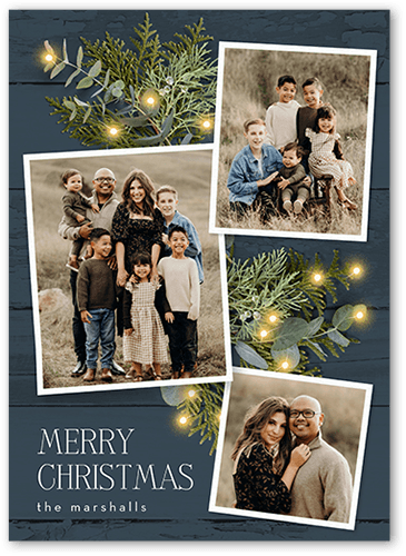 Festive Photos Holiday Card, Blue, 5x7 Flat, Write Your Own, Luxe Double-Thick Cardstock, Square