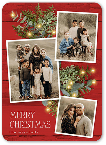 Festive Photos Holiday Card, Red, 5x7 Flat, Write Your Own, Standard Smooth Cardstock, Rounded