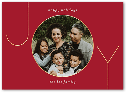 Joyful Frame Holiday Card, Red, 5x7 Flat, Holiday, Matte, Signature Smooth Cardstock, Square