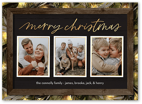 Rustic Evergreen Lights Holiday Card, Grey, 5x7 Flat, Christmas, Matte, Signature Smooth Cardstock, Square