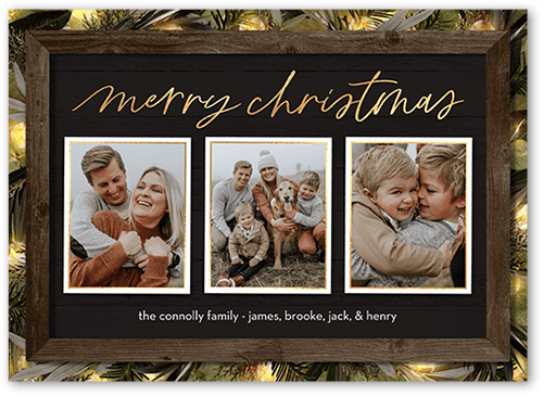 Rustic Evergreen Lights Holiday Card, Grey, 5x7 Flat, Christmas, 100% Recycled Cardstock ?, Square