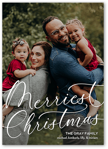 Traditional Festive Script Holiday Card, White, 5x7 Flat, Christmas, Matte, Signature Smooth Cardstock, Square
