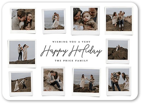 Polaroid Spread Holiday Card, White, 5x7 Flat, Holiday, Pearl Shimmer Cardstock, Rounded