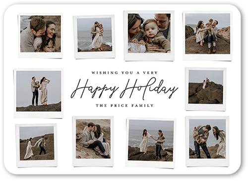 Polaroid Spread Holiday Card, White, 5x7 Flat, Holiday, Standard Smooth Cardstock, Rounded, White