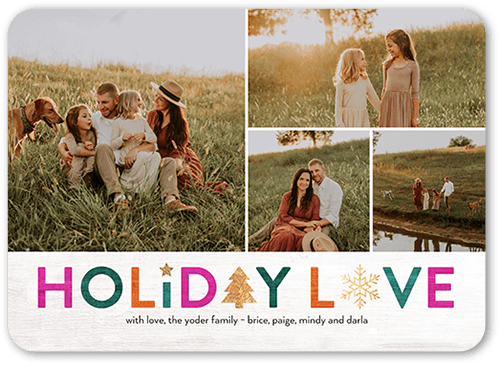 Rustic Winter Icons Holiday Card, White, 5x7 Flat, Holiday, Pearl Shimmer Cardstock, Rounded, White