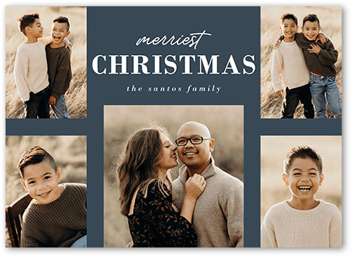 Foil Sentiment Gallery Holiday Card, Blue, none, 5x7 Flat, Christmas, Standard Smooth Cardstock, Square