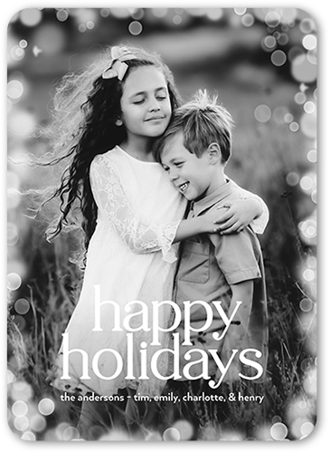 Confetti Bokeh Holiday Card, none, White, 5x7 Flat, Holiday, Standard Smooth Cardstock, Rounded