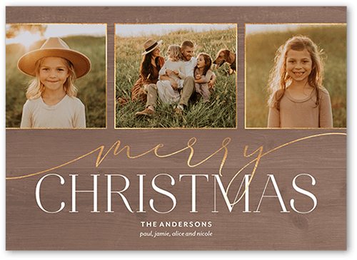 Elegant Accents Holiday Card, Brown, 5x7 Flat, Christmas, Luxe Double-Thick Cardstock, Square