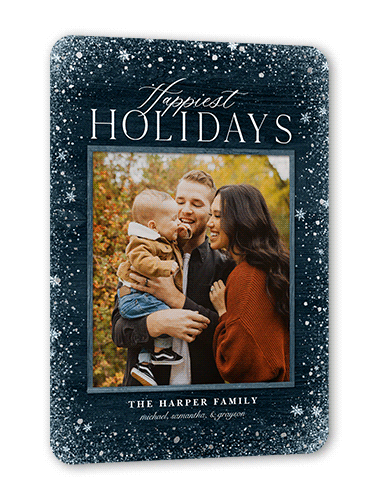 Snowflake Foil Stamped Holiday Card, Rounded Corners