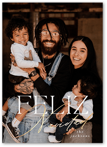 Over Under Holiday Card, White, 5x7 Flat, Feliz Navidad, Matte, Signature Smooth Cardstock, Square