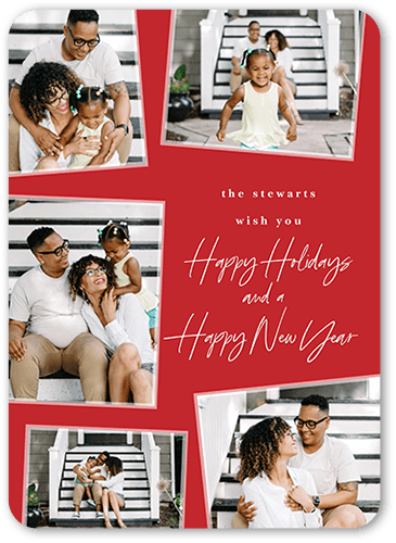 Tilty Photos Holiday Card, Red, 5x7 Flat, Holiday, 100% Recycled Cardstock , Rounded