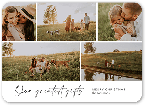 Simple Festive Gallery Holiday Card, White, 5x7 Flat, Christmas, Matte, Signature Smooth Cardstock, Rounded